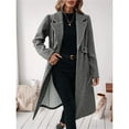 thumbnail image 5 of Women's Winter Wool Blend Coat Lapel Mid Long Single Breasted Pea Coat Jacket Outwear Dark Gray S, 5 of 9