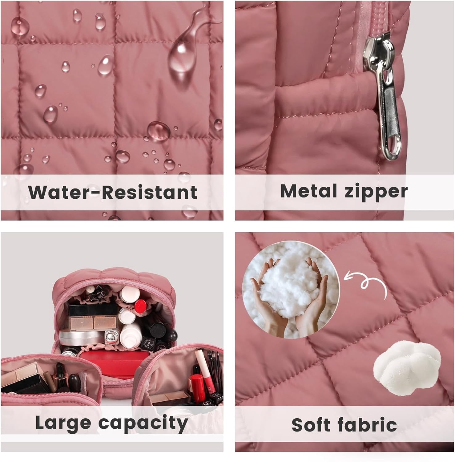 3 count Makeup Bag Set Quilted Travel Toiletry Organizer Large Capacity  Pouch Soft Storage Case for Women Girls Travel Essentials Gifts