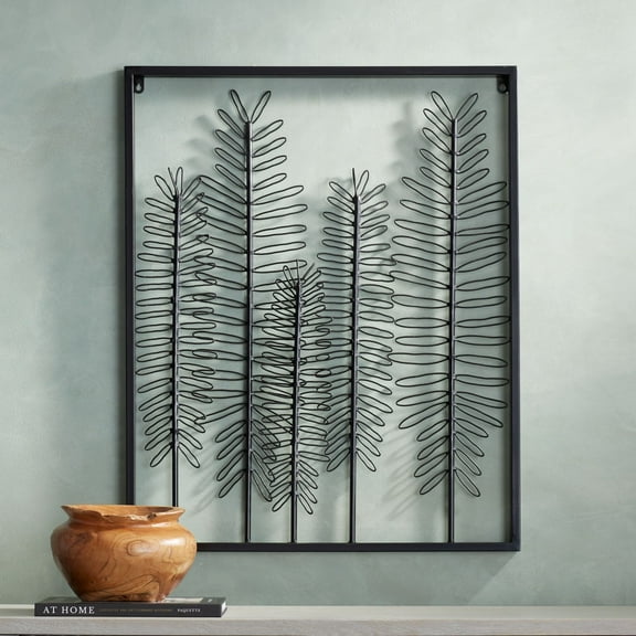 Dahlia Studios Fern 32 1/4" High Glossy Dark Gray Metal Framed Wall Art