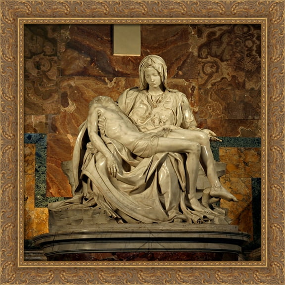 Pieta 28x30 Large Gold Ornate Wood Framed Canvas Art by Michelangelo
