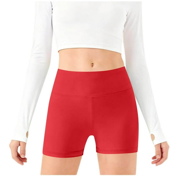 EGNMCR Girls' Yoga Shorts Kids Dance Gymnastics Bottoms High Waisted Stretch Activewear Shorts for Children Girl Polyester Pants
