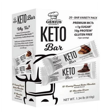 Genius Gourmet Keto Bar Variety 20 Count