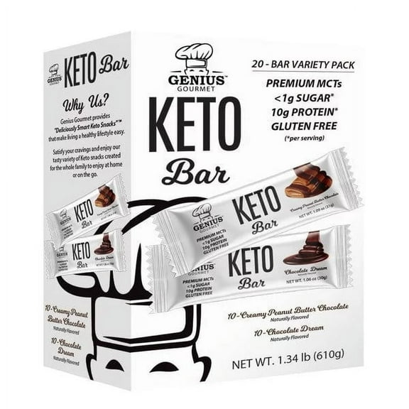 Genius Gourmet Keto Bar Variety 20 Count