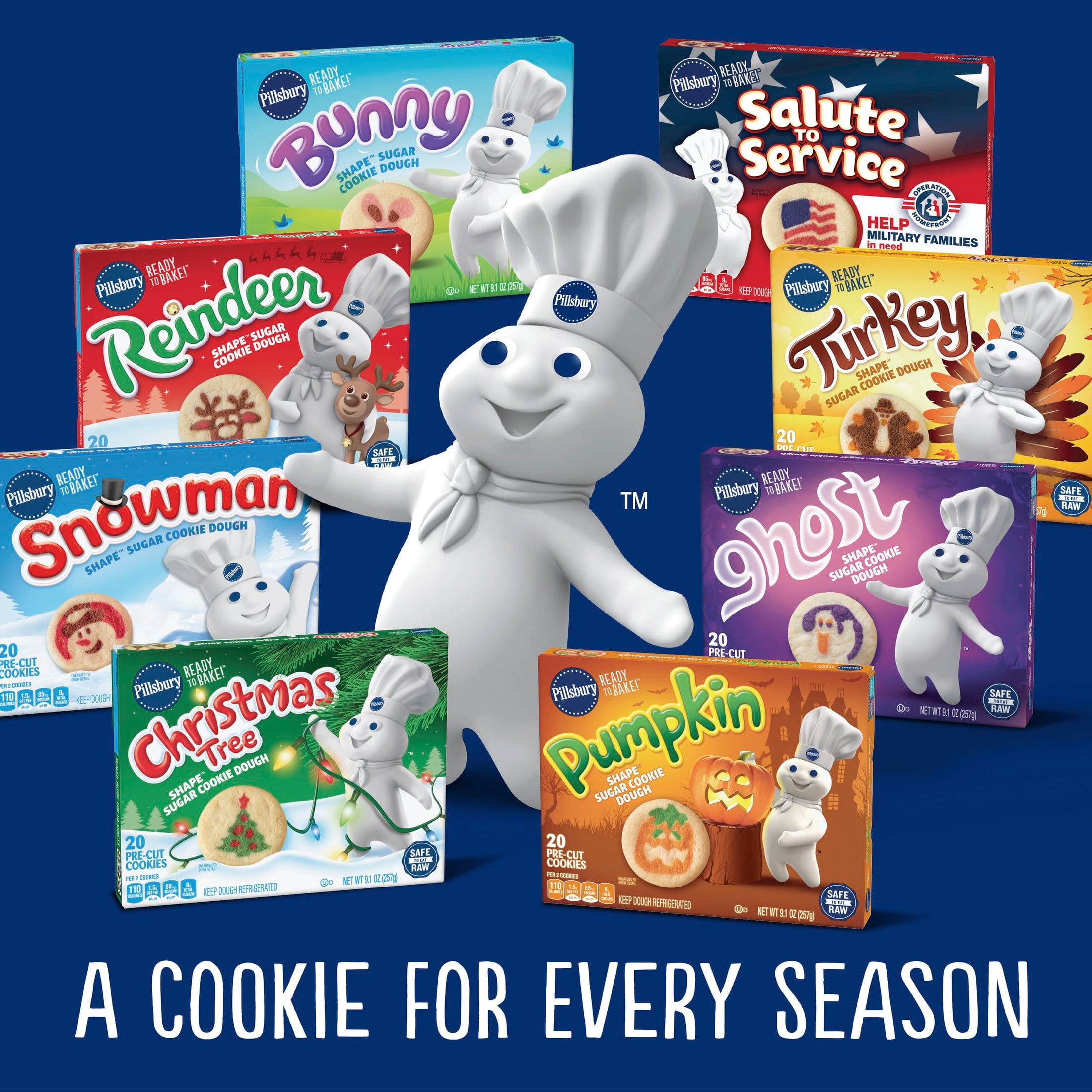 Pillsbury Ready to Bake! Snowman Shape Sugar Cookie Dough, 20 Cookies, 9.1 oz