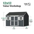 thumbnail image 4 of Little Cottage Co. 12x12 Value Workshop Shed with Operable Windows, Outdoor Wood Storage Do-It-Yourself Precut Kit, 4 of 13
