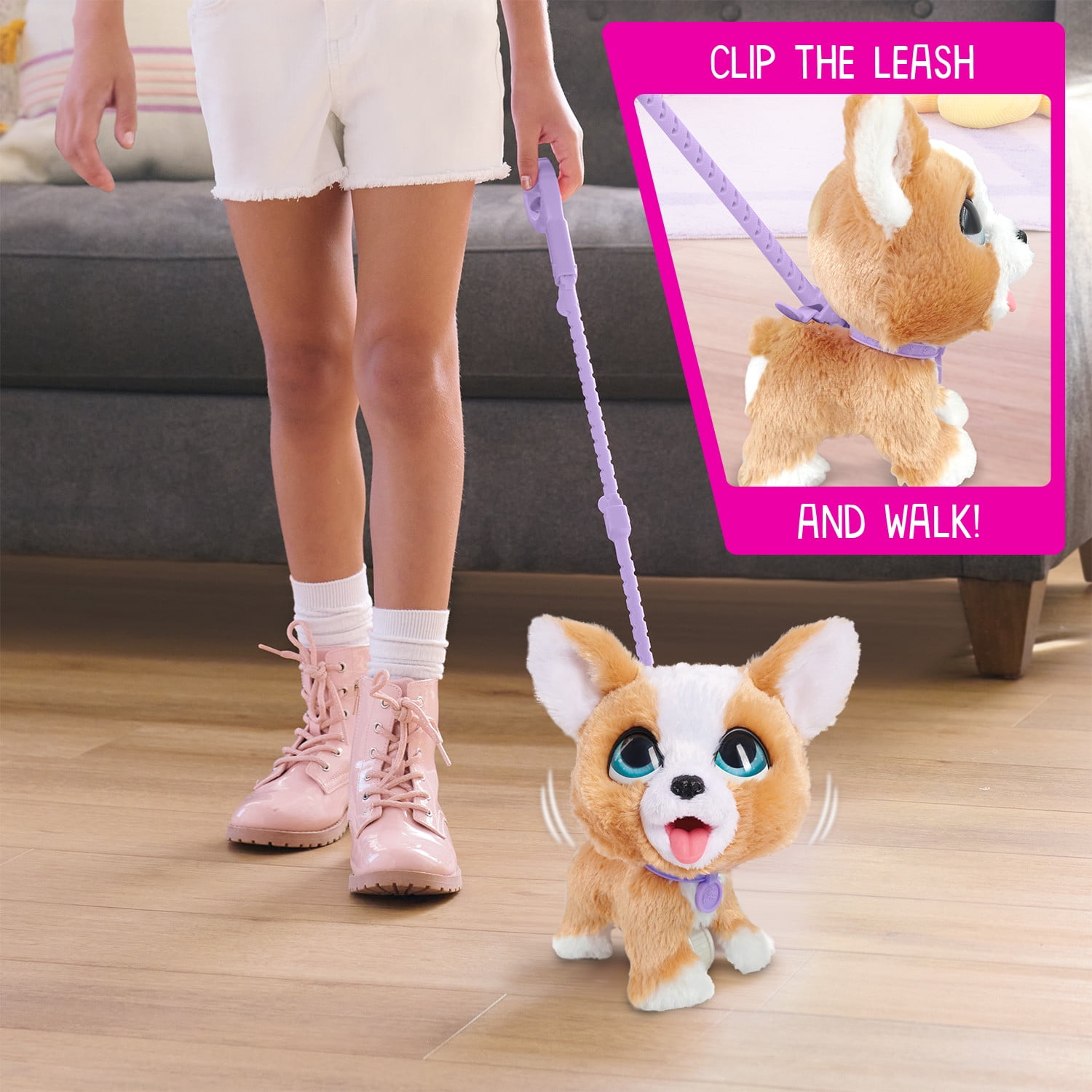 furReal Poop-A-Lots Corgi Interactive Toy, 8-inch Walking Plush Stuffed Animal, Puppy with Leash, 14-Pieces, Faux Fur, Kids Toys for Ages 4 up