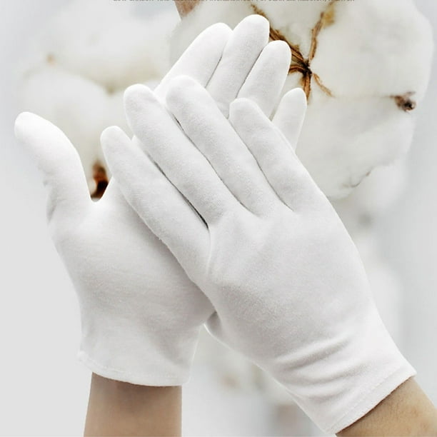 Gants blancs 100% coton naturel - Haute qualité - Taille M (8,5