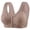 Coffee, variant on Women Plus Size Ice Silk Lace Front Closure Wireless Bra, Fixed Cup Breathable Shape Vest Style Gathering Comfort Daily Bra Green XL(XL)