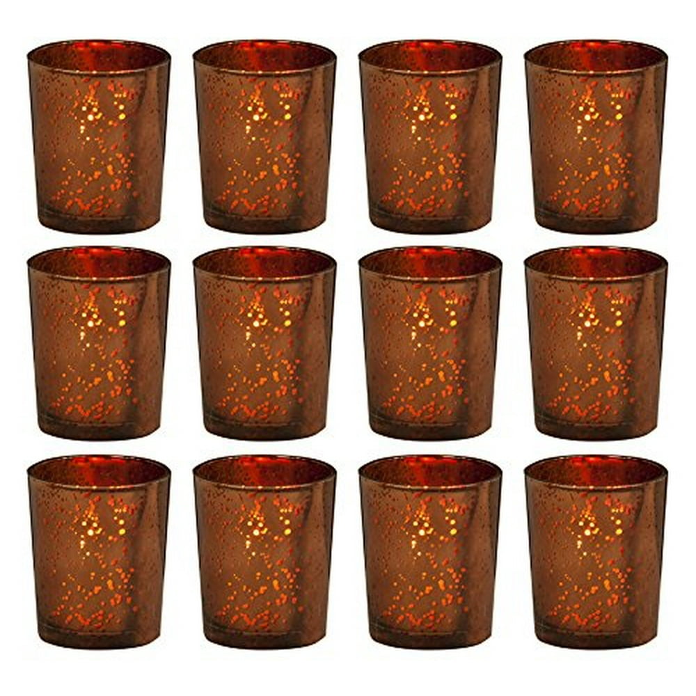 Biedermann and Sons 12 Count Rustic Glass Votive Candle Holders, Brown