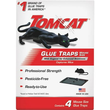 Tomcat Glue Traps Mouse Size with Eugenol for Enhanced Stickiness, 4 (Best Thing To Keep Mice Away)