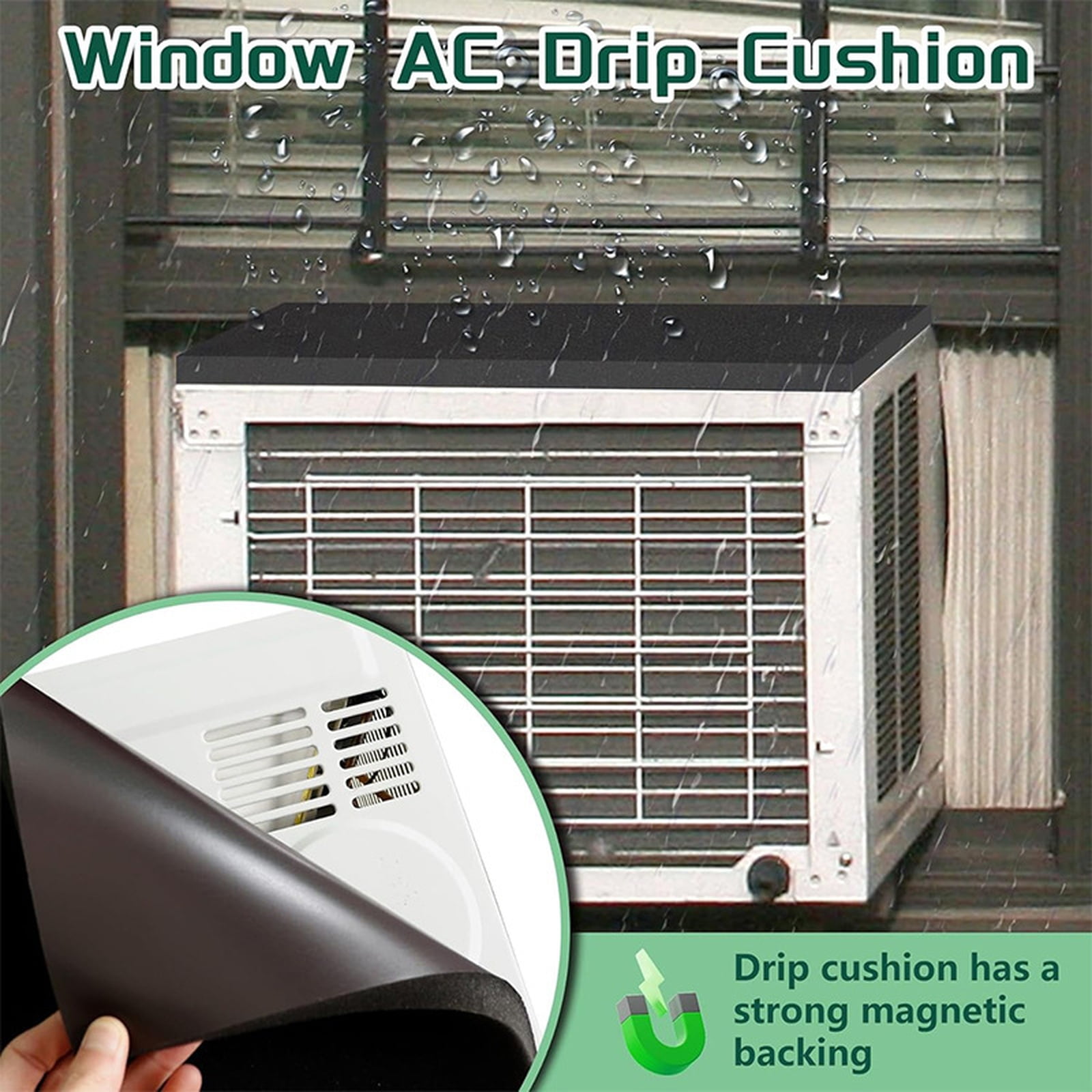 Window Air Conditioner Drip Pads, 2 Pack - Removable Waterproof AC Drip Mats, Prevents Water Dripping, Blocks Rainwater, Fits Most Window AC Units - For Home, Apartment, Office, Dorm Window AC Instal