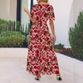 thumbnail image 6 of Wiyuqeen Womens Boho Maxi Dersses Short Sleeve Button V Neck Summer Dress Casual Floral Print Ankle Dresses Flowy Swing Dresses, 6 of 9