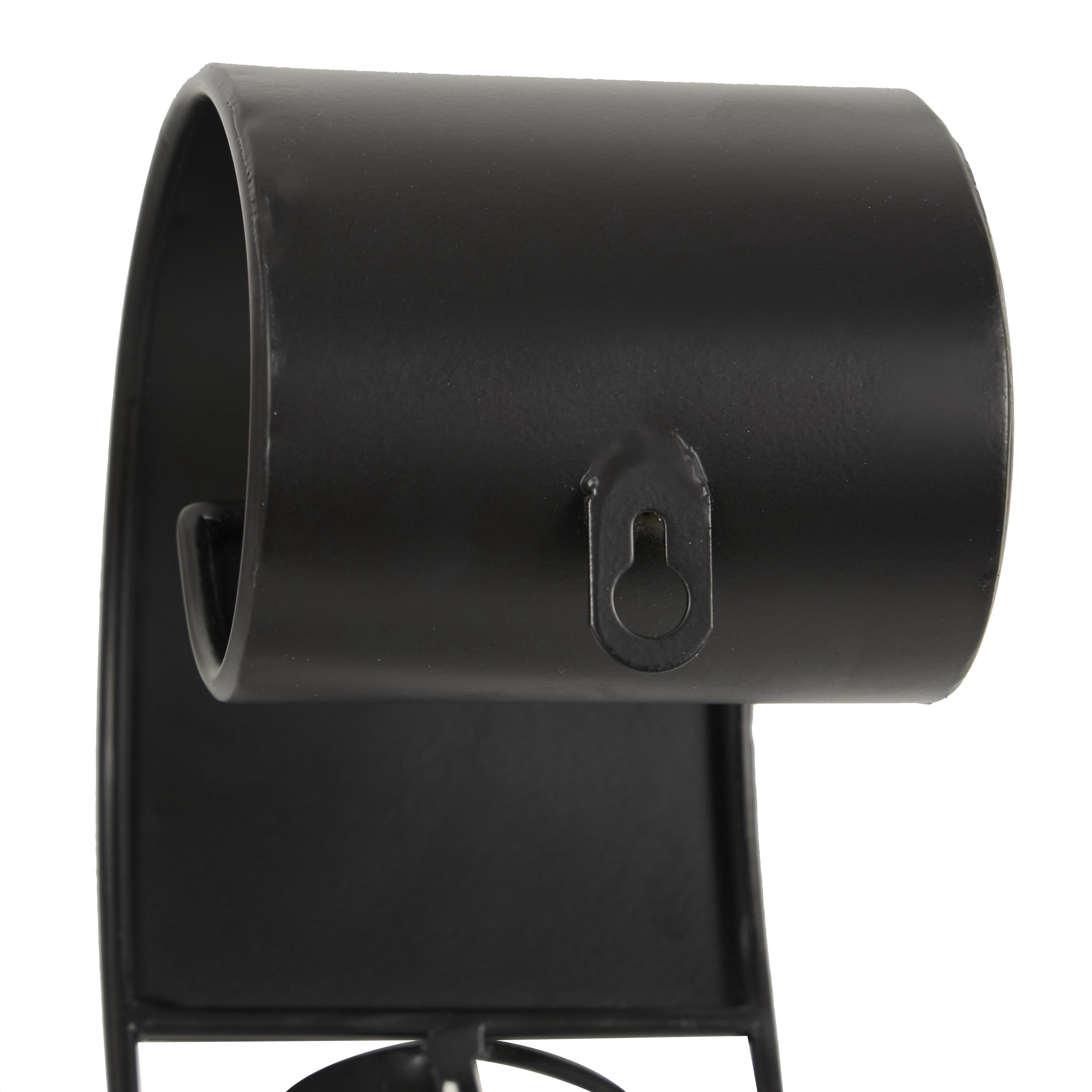 DecMode 2 Holder Black Metal Scroll Wall Sconce with Floral Patterns and Wood Accents, Set of 2