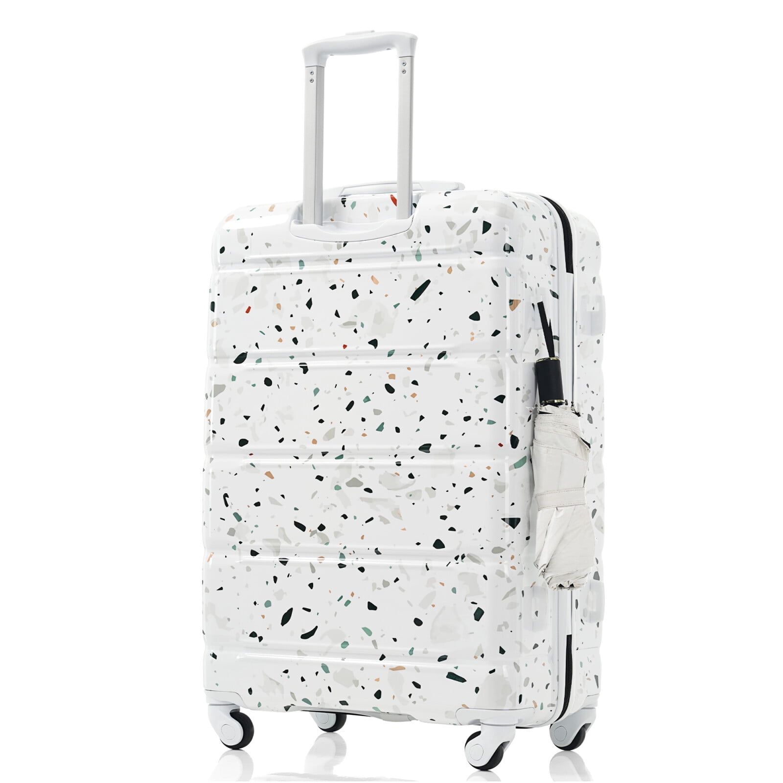 3-Piece 20-Inch ABS+PC Hard Shell Luggage Set with USB Port & Spinner Wheels, Airline Certified Carry-On, Starry Sky White