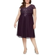 Alex Evenings Plus Size Embellished Cap-Sleeve Dress