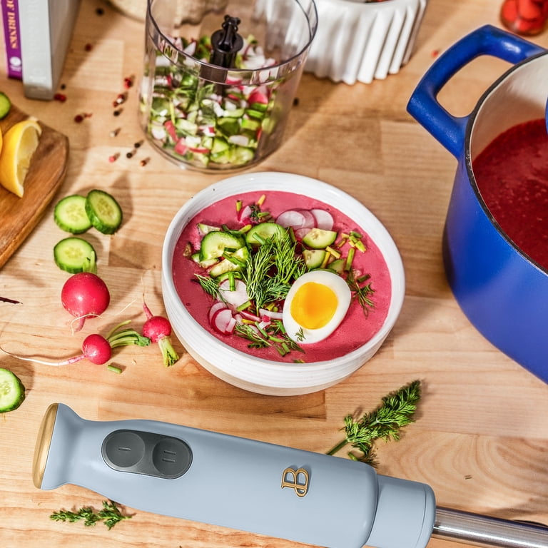 Beautiful 2-Speed Immersion Blender with Chopper & Measuring Cup