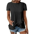 thumbnail image 2 of BSDJILFG Plus Size Tops for Women Summer Dressy Casual Eyelet Shirts Curved Ruffle Hem Tunic Soft Comfy Crewneck Pullover Blouse,S-3XL, 2 of 6