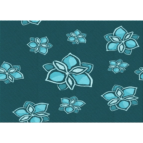 Ahgly Company Indoor Rectangle Patterned Medium Teal Green Area Rugs, 2' x 4'