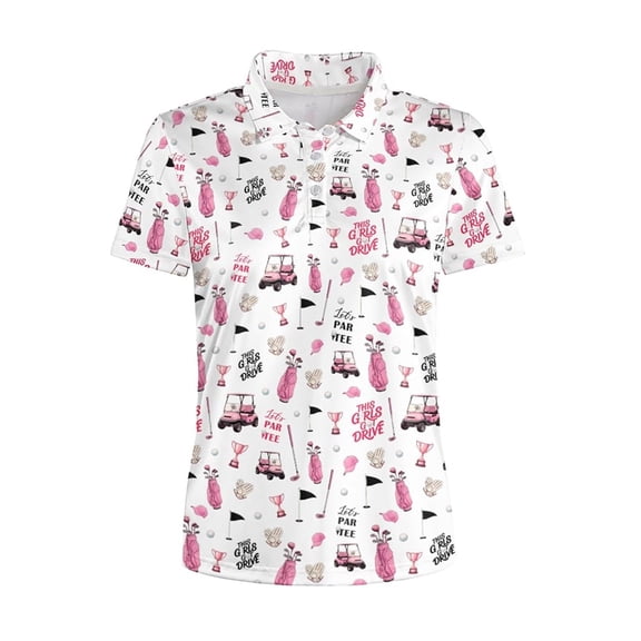 XIAOCHA Womens Golf Short Sleeve Polo Shirt Golf Equipment Print Sport Outfit Athletic