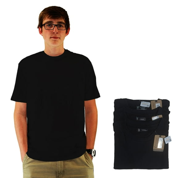 Maks Men's 100% Cotton 3 Pack Pre-Washed Ultra Soft Multipack Crew Neck Premium T-Shirts Undershirts