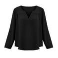 thumbnail image 5 of XUNKUSGA Tops for Women Soft Cotton Linen Going Out Tops Loose V-Neck Pleated Blouses for Women Summer Casual Long Sleeve Baggy Ladies Tops and Blouses S-2XL,Black, 5 of 7