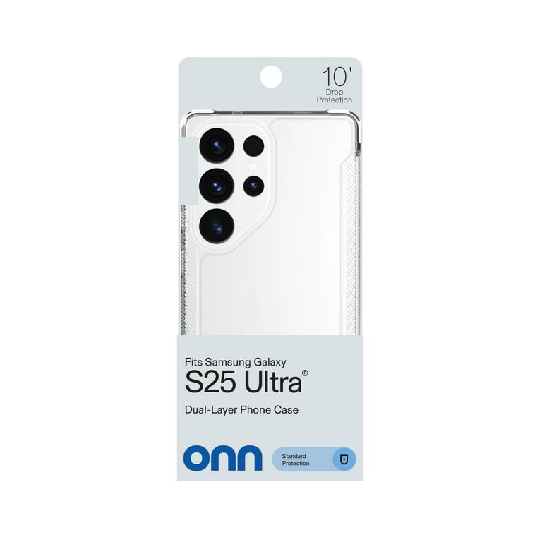 Onn+ Dual-Layer Phone Case for Samsung Galaxy S25 Ultra Clear with