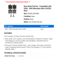 thumbnail image 2 of Rear Brake Pad Set - Compatible with 2000 - 2005 Mercedes-Benz CLK320 Base 2001 2002 2003 2004, 2 of 2