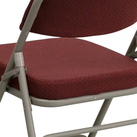 Flash Furniture 2 Pack HERCULES Series Premium Curved Triple Braced & Double Hinged Burgundy Fabric Metal Folding Chair