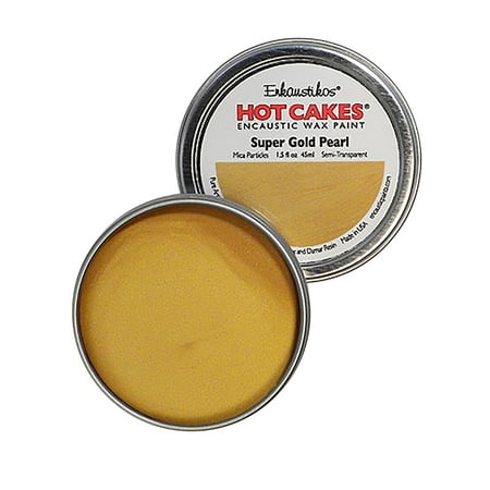 UPC: 0813043011519 | Enkaustikos Hot Cake Encaustic Wax Paint  1.5 oz. Tin  Super Gold Pearl