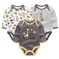 thumbnail image 3 of WIBACKER 0-12M 100% Cotton Baby Boys 3-pack Giraffe Long Sleeve Variety Onesies Snap Bodysuits, 3 of 7
