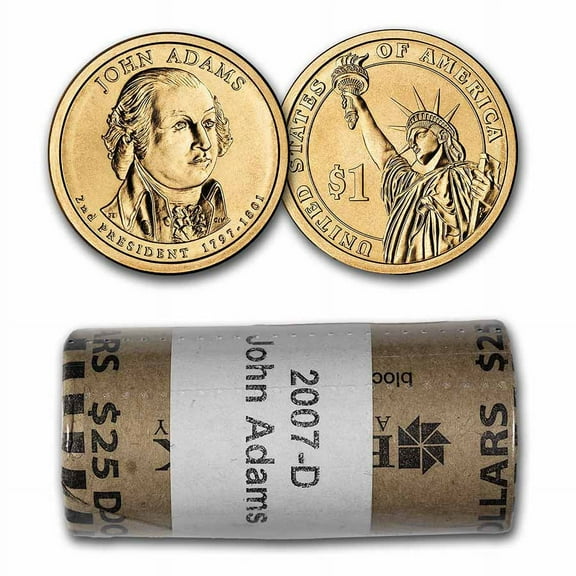 2007-D John Adams 25-Coin Presidential Dollar Roll