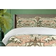thumbnail image 3 of Ambesonne Nautical Duvet Cover Set, Folk Art Style Marine Look, Calking, Blush Cadet Blue and Ecru, 3 of 6
