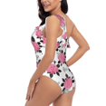 thumbnail image 4 of Pofeuu Rose Flowers Print Women's One Piece Swimsuits One Shoulder Swimwear Asymmetric Ruffle Monokinis Bathing Suits-X-Large, 4 of 6