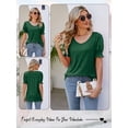 thumbnail image 6 of HUBERY Women Puff Short Sleeve V Neck Tunic Solid Color Top, 6 of 6