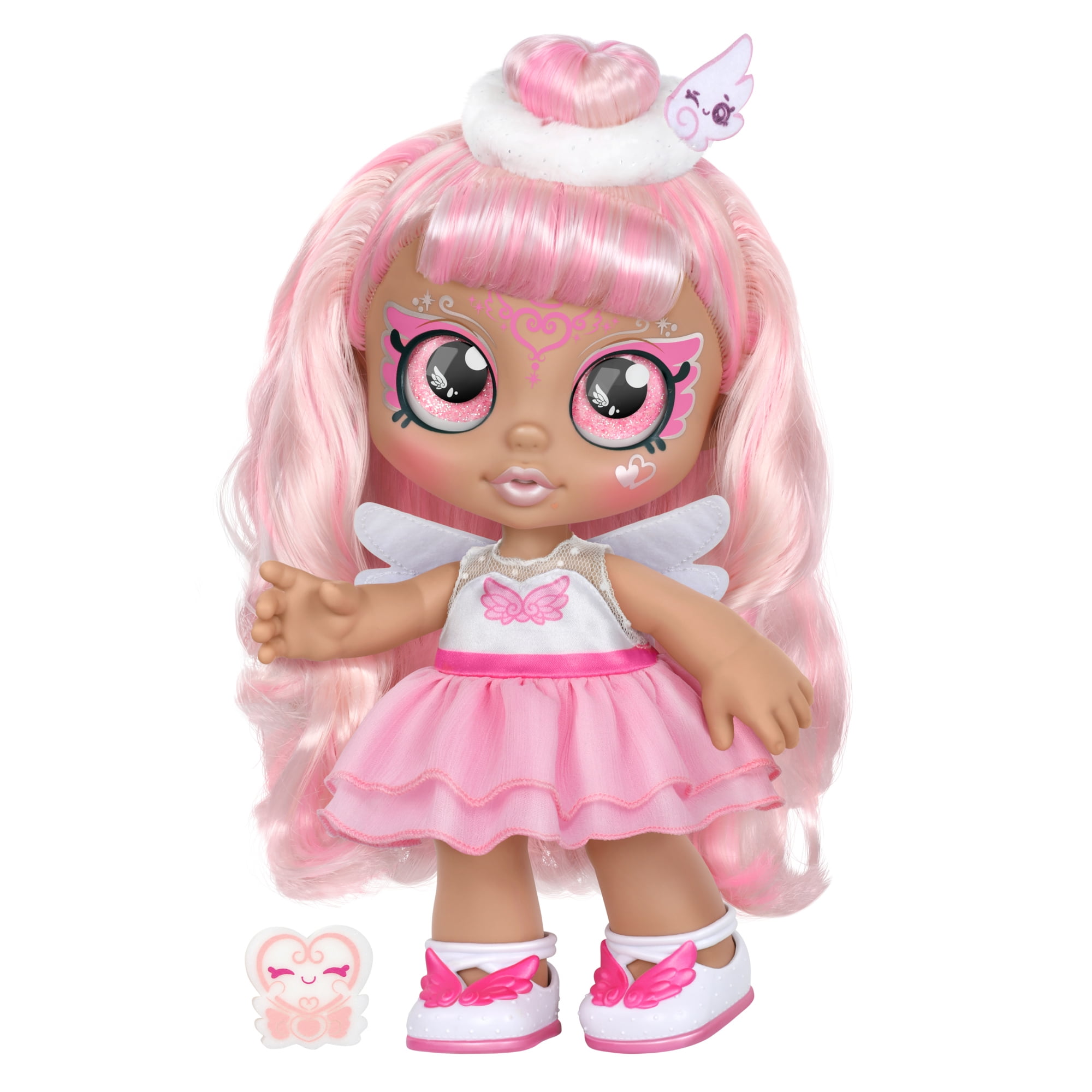 Kindi Kids, Dress up Magic Angelina Wings Angel Baby Doll with Face Paint Reveal, Ages 3+
