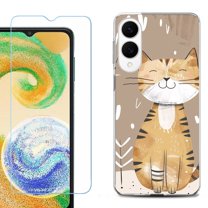 For Samsung Galaxy S25 Edge 5G Protective Shockproof Phone Case with Tempered Glass Screen Protector, by OneToughShield - Smiling Cat