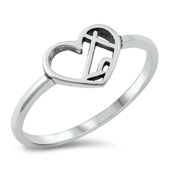 Cross Promise Heart Love Christ Ring .925 Sterling Silver Band Jewelry Female Male Unisex Size 7