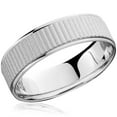 thumbnail image 1 of 14k White Gold Wedding Band Mens Brushed Ring Textured 6mm Band Polished Edge, 1 of 1