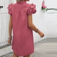 thumbnail image 5 of Women's Dresses Women's Solid Color V-neck Short Sleeved Fashionable Loose Dress Summer Dresses for Women 2025 Red M, 5 of 6