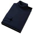 thumbnail image 3 of Suéter de otoño e invierno para hombre, camisa de punto con parte inferior, suéter de cuello alto de color sólido entallado para hombres jóvenes y de mediana edad, multicolor, 3 of 5