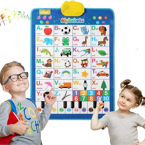 Electronic Interactive Alphabet Wall Chart,Talking ABC & 123s & Piano Tone & Music Poster,Learning Toy at Preschool, Kindergarten, Educational Toys for 1-6 Year Old Boys Girls