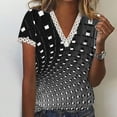 thumbnail image 2 of Patlollav Women Tshirts Under $10, Women's Summer Tops V-Neck Lace Patchwork Printed Short Sleeve Casual Blouse S-Xxxl, 2 of 6