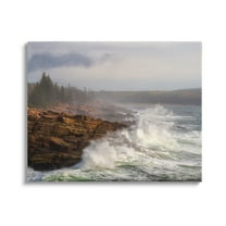 Stupell Industries Rough Waves on Cliff Landscape Photography Gallery Wrapped Canvas Art Print Wall Art, 40 x 30