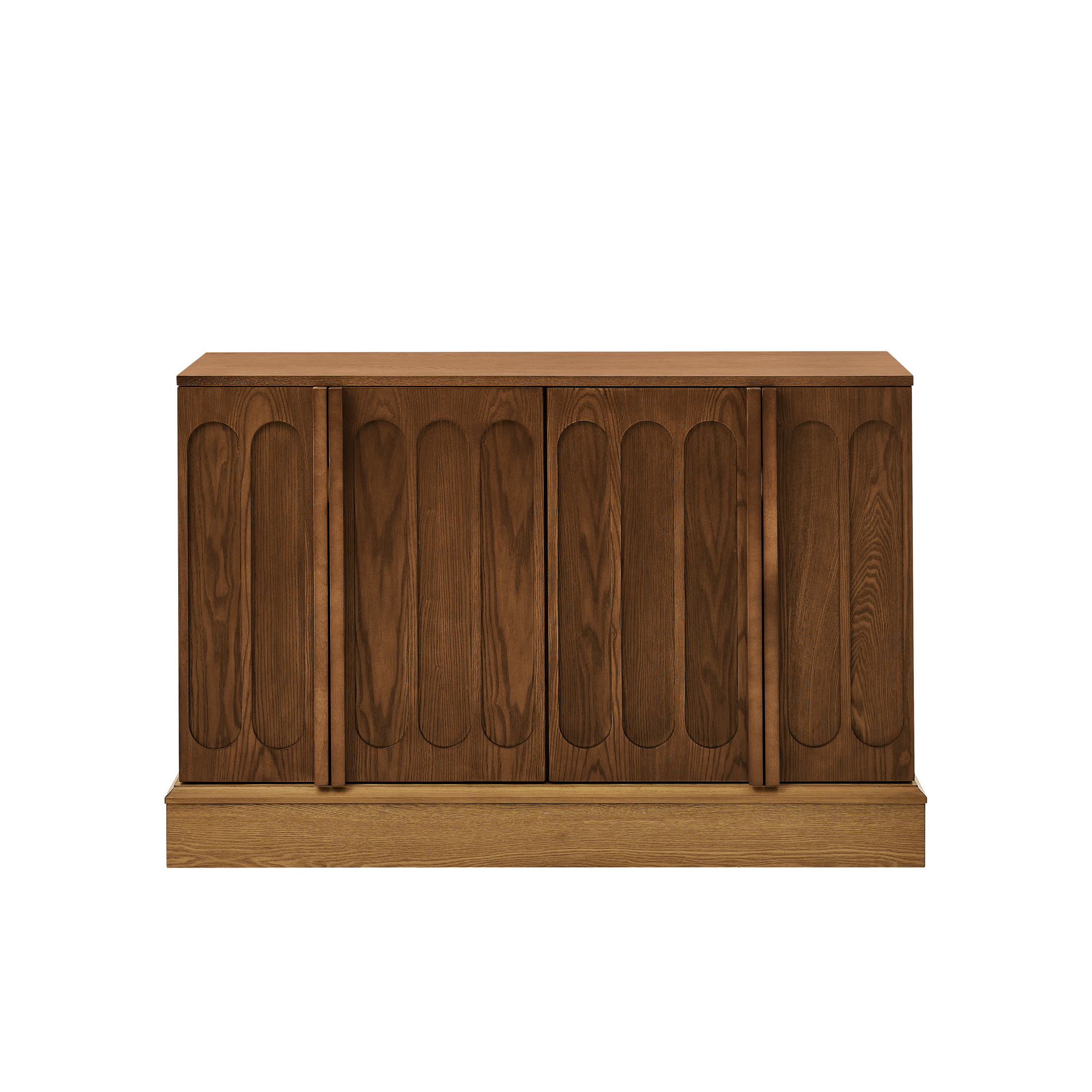 GDF Studio 44.8" Mid Century Modern Fluted Sideboard Cabinet with Adjustable Shelves, Walnut+Natural