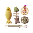 thumbnail image 3 of FEOLGEHLY Catnip Toy Set for Indoor Cats, Silvervine Cat Toy with Chew Sticks Fish Ball Mouse Feather, Cat Teething Toy Boredom Relief Chew-Proof Cat Chew Toy for Kittens (Brown A), 3 of 7