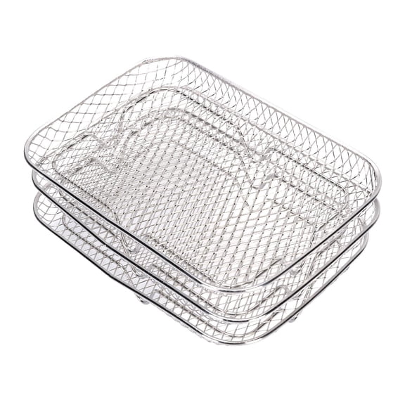 Suodoka 3‑Pack 304 Stainless Steel Stackable Fryer Rack Set – Dishwasher Safe, High‑Heat Proof, BPA‑Free Rectangular Air Fryer Tray for Cosori, Ninja & More