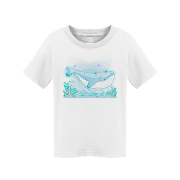 Watercolor Beautiful Blue Whale T-Shirt Toddler -Image by Shutterstock,  3 Toddler