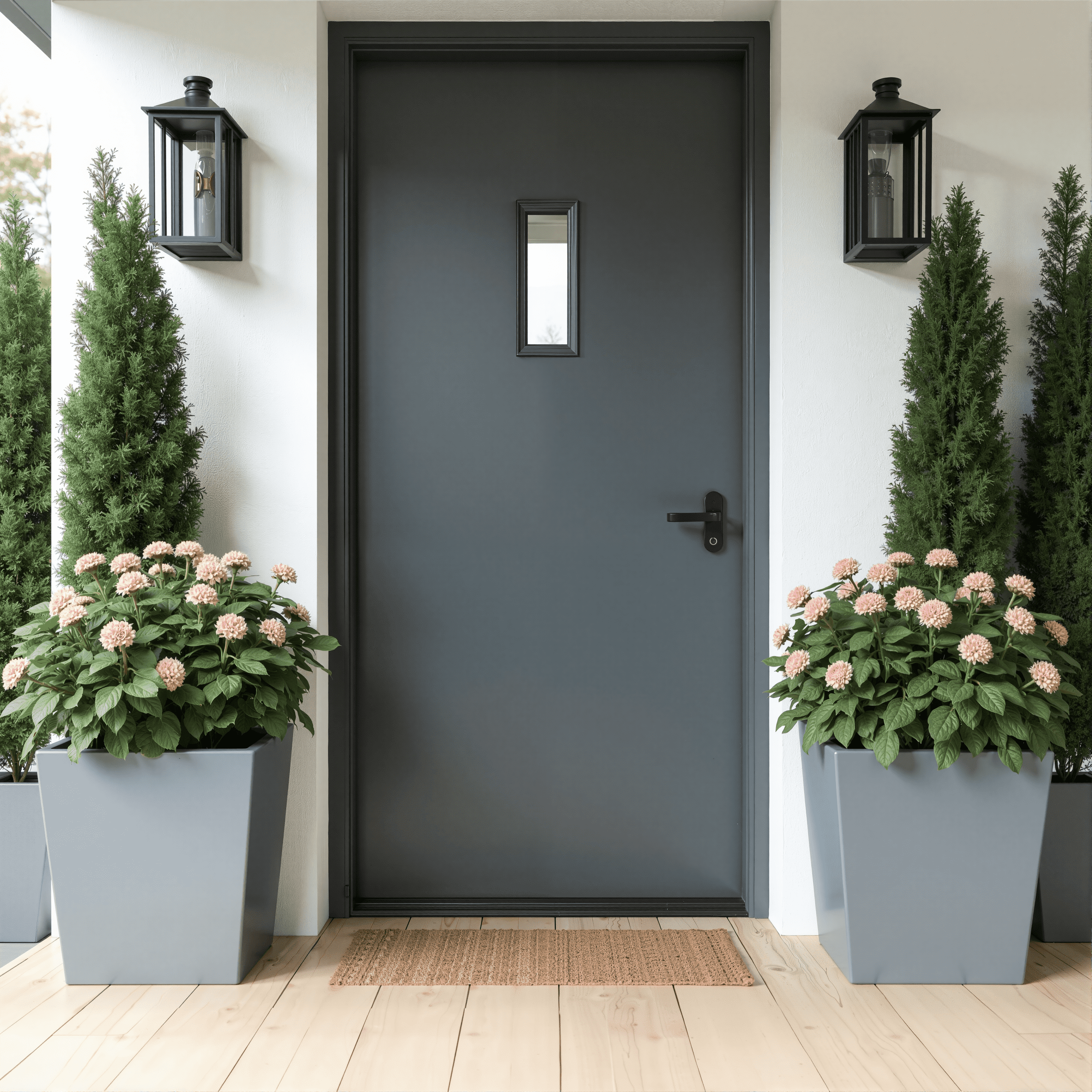 MAYEERTY 18*16*16" Gray Modern Metal Cone Planter with Drainage Hole for Outdoor Gardening, Patio & Balcony