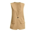 thumbnail image 4 of Breezora Womens Sleeveless Waistcoat Slim Fit Elegant Layering Piece for Office Casual Wear XXL Size Khaki, 4 of 5