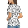 thumbnail image 3 of Xecao Hand Drawn Snake for Women's V-Neck T-Shirts-Elegant Half-Sleeve Tops Perfect for Summer-Medium, 3 of 5
